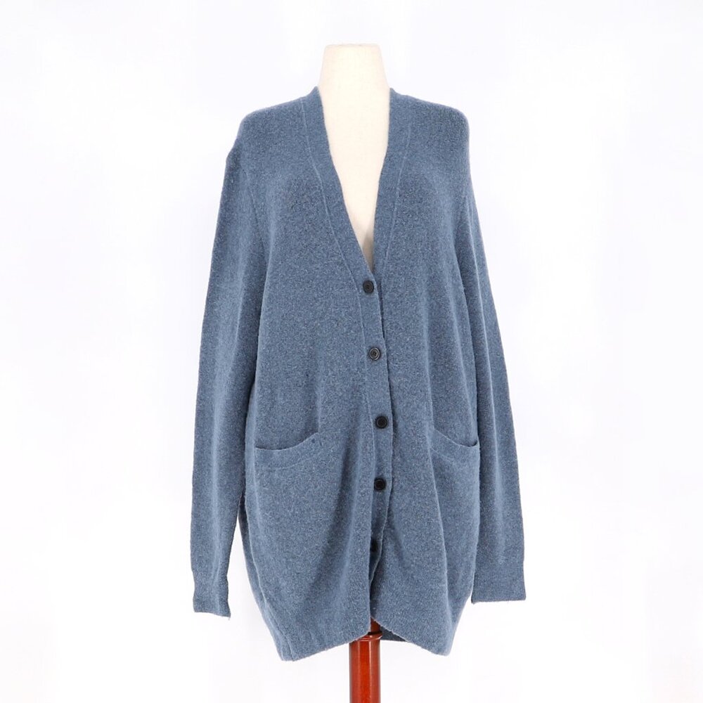 NWT J.CREW Stretch Bouclé Cardigan Sweater in Heather Lagoon Blue Boucle Size XL - Picture 2 of 10